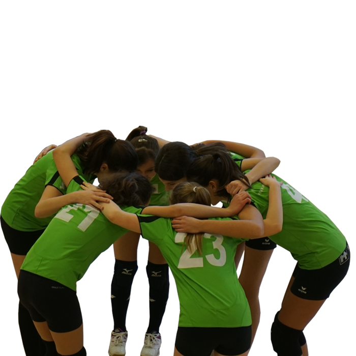 Volleyballteam im Mannschaftskreis
